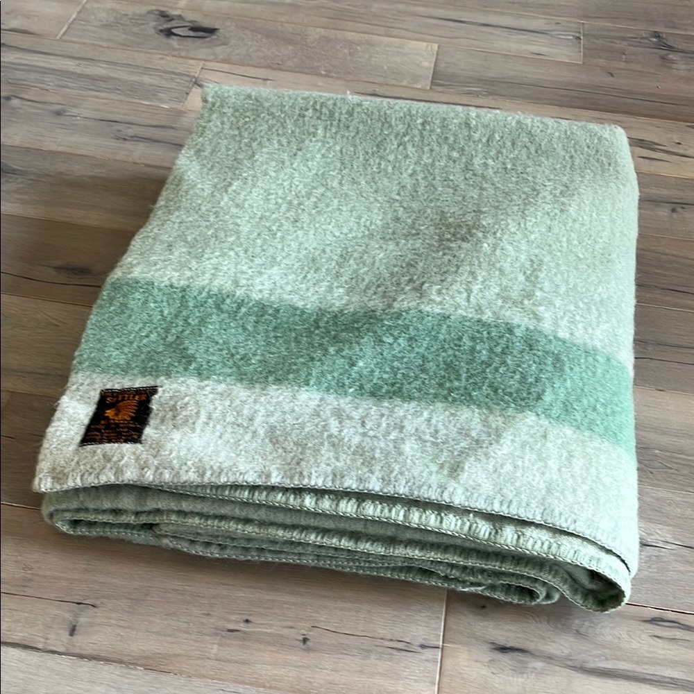 Vintage Charles Early Settler Wool Blanket Made in England 100% Pure Wool